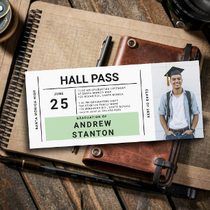 Hall Pass Grad Party Green High School Invitation