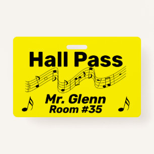 Hall Pass Music Theme ID Badge