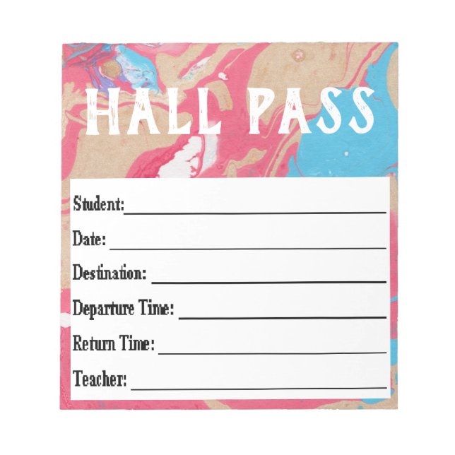 Hall Pass  Notepad (Front)
