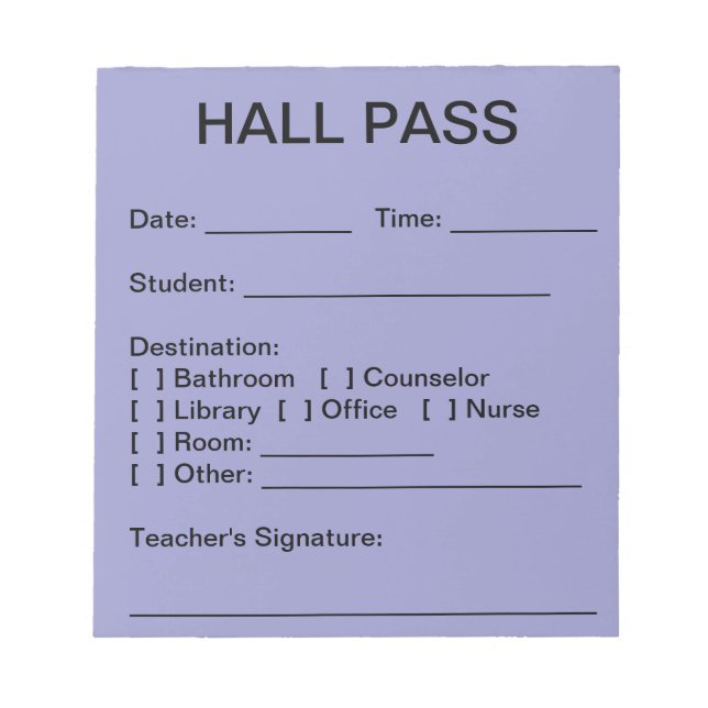 Hall Pass Pad (Sky) (Front)