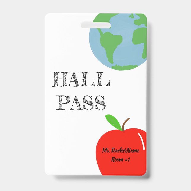 Hall Pass Personalised ID Badge (Front)