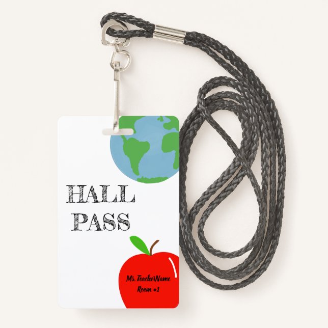 Hall Pass Personalised ID Badge (Front with Lanyard)
