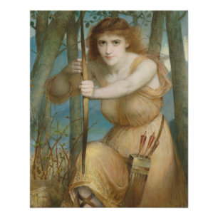 Hallé Female archer hunting in the woods CC1175 Poster