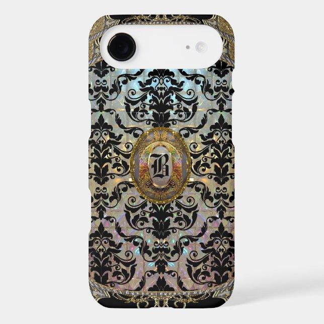 Halleesham Elegant Damask Monogram Plus Case-Mate iPhone Case (Back)