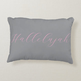 Hallelujah Blessed Minimal Simple Grey Pink Decorative Cushion