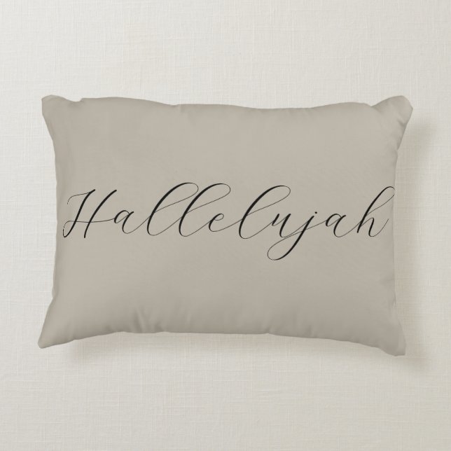 Hallelujah Blessed Minimal Simple Neutral Black Decorative Cushion (Back)
