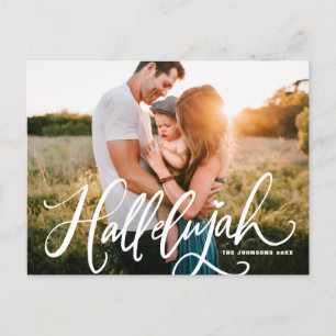 Hallelujah Modern Calligraphy Christmas Photo Postcard