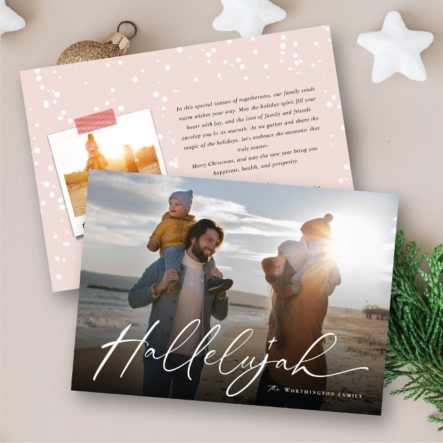 Hallelujah Simple Script Religious Christmas Photo Holiday Card (Hallelujah Simple Script Religious Christmas Photo Holiday Card @ fat_fa_tin)