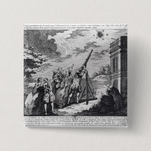 Halley's Comet Observed in 1759 by Cassini III 15 Cm Square Badge