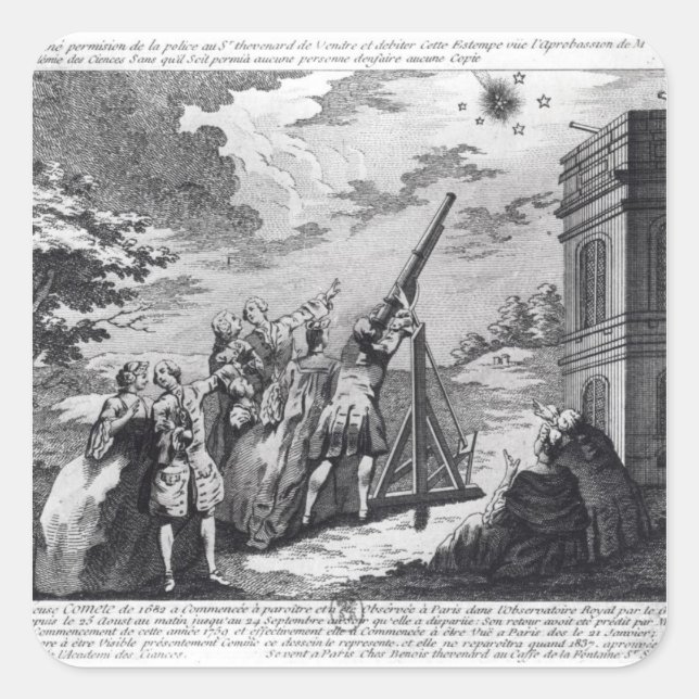 Halley's Comet Observed in 1759 by Cassini III Square Sticker (Front)