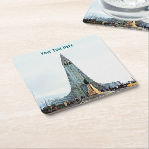 Hallgrímskirkja, Reykjavik Square Paper Coaster