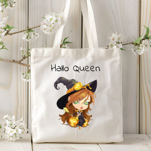 Hallo Queen Cute Witch   Halloween Tote Bag