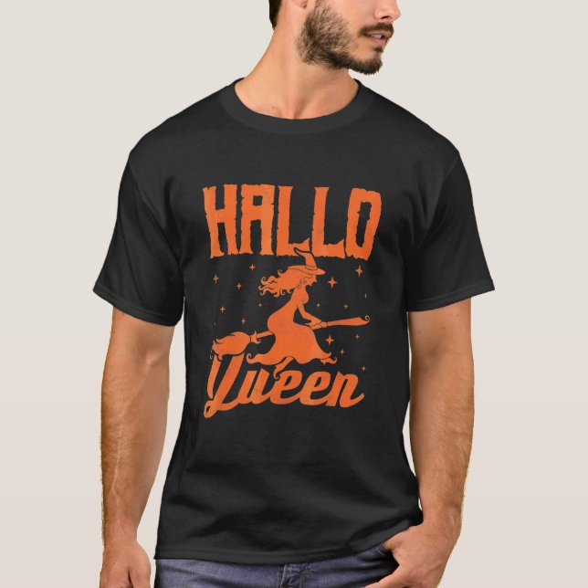 Hallo Queen  Halloween Witch T-Shirt (Front)