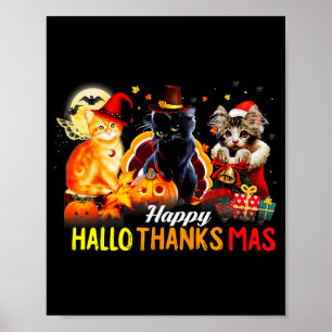 Hallo Thanks Mas Shirt Halloween Cat Love Thanksgi Poster