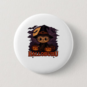 Hallobubu Halloween Cute & Spooky Witch Cat T-Shir 6 Cm Round Badge