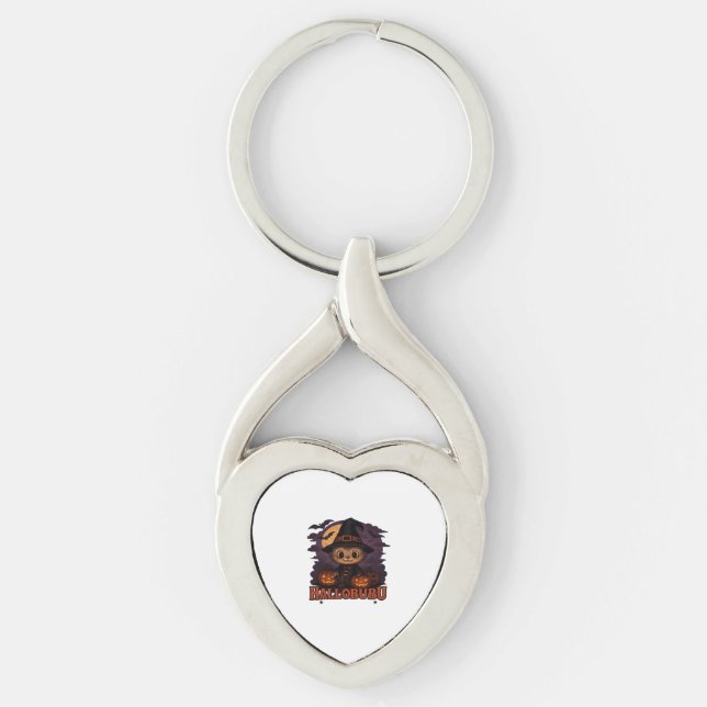 Hallobubu Halloween Cute & Spooky Witch Cat T-Shir Key Ring (Front)