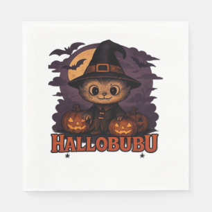 Hallobubu Halloween Cute & Spooky Witch Cat T-Shir Napkin