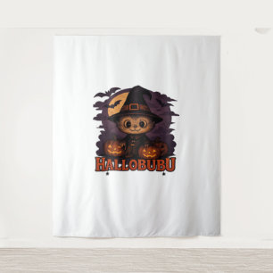 Hallobubu Halloween Cute & Spooky Witch Cat T-Shir Tapestry