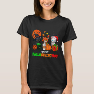 Hallogivingmas Cats Halloween T-Shirt