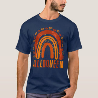 Halloqueen Pumpkin Women Funny Halloween Rainbow  T-Shirt