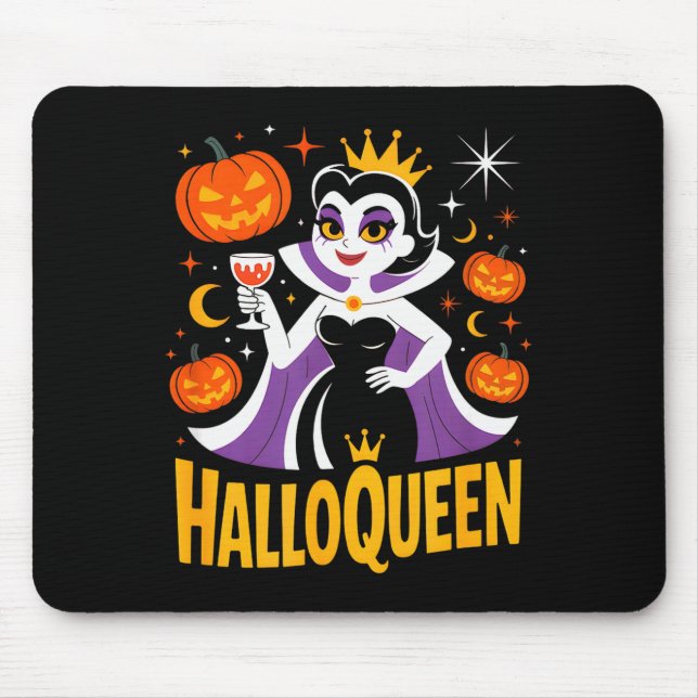 Halloqueen Retro Vamre Queen Halloween Pumpkins Ba Mouse Pad (Front)