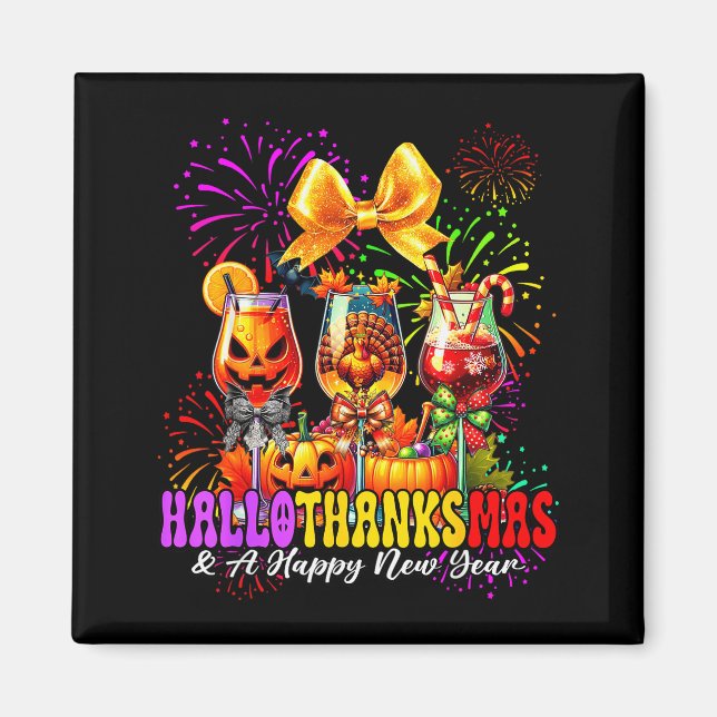 Hallothanksmas &amp; A Happy New Year Fireworks Wi Magnet (Front)