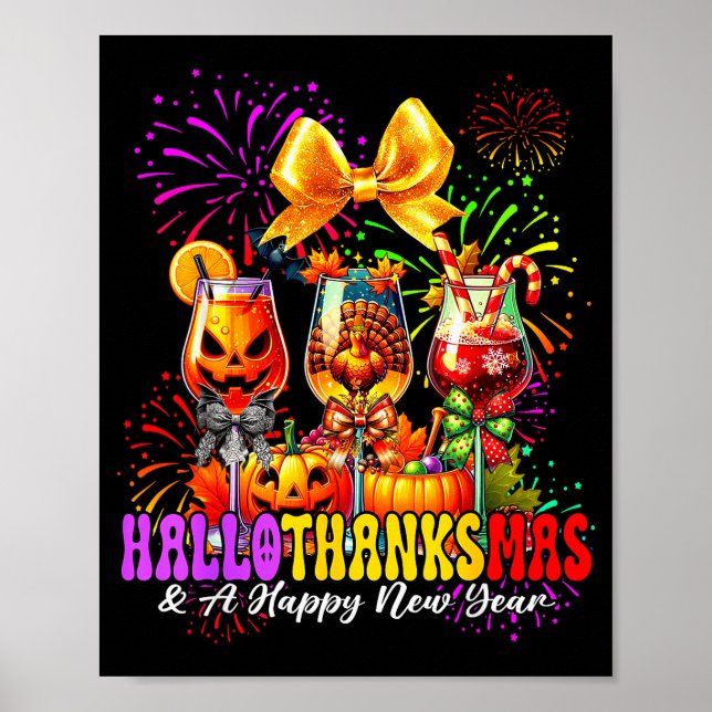 Hallothanksmas &amp; A Happy New Year Fireworks Wi Poster (Front)