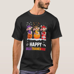 Hallothanksmas Axolotl Fish Halloween Thanksgiving T-Shirt