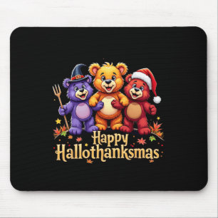 Hallothanksmas Bears Tee Halloween Thanksgiving Ch Mouse Pad
