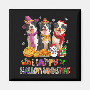 Hallothanksmas Border Collie Dog Halloween Magnet