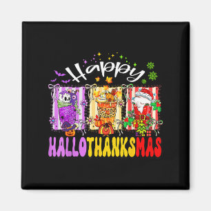 Hallothanksmas Coffee Latte Halloween Thanksgiving Magnet