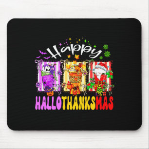 Hallothanksmas Coffee Latte Halloween Thanksgiving Mouse Pad