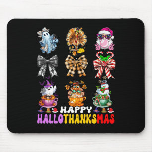 Hallothanksmas Coquette Bow Halloween Thanksgiving Mouse Pad