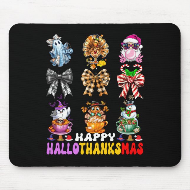 Hallothanksmas Coquette Bow Halloween Thanksgiving Mouse Pad (Front)