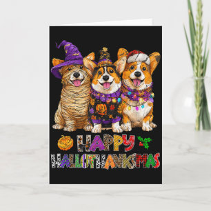 Hallothanksmas Corgi Dogs Halloween Christmas Pump Card