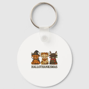 Hallothanksmas Cow Trio Halloween Thanksgiving  Key Ring