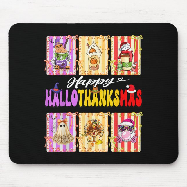 Hallothanksmas Cute Turkey Santa Halloween Thanksg Mouse Pad (Front)