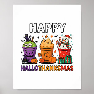 Hallothanksmas Funny Halloween Thanksgiving Christ Poster