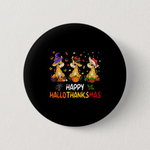 Hallothanksmas Giraffe Halloween Thanksgiving Chri 6 Cm Round Badge