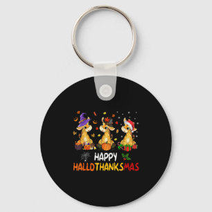 Hallothanksmas Giraffe Halloween Thanksgiving Chri Key Ring