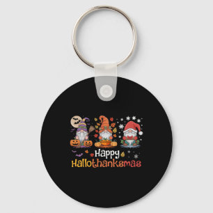 Hallothanksmas Gnomes Halloween Thanksgiving Chris Key Ring