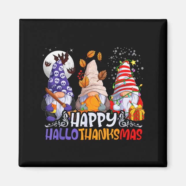 Hallothanksmas Gnomes Halloween Thanksgiving Chris Magnet (Front)
