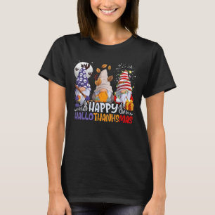HalloThanksMas Gnomes Halloween Thanksgiving Chris T-Shirt