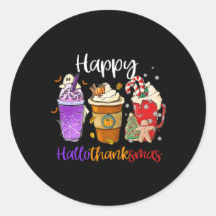 Hallothanksmas Gnomes Halloween Thanksgiving Merry Classic Round Sticker
