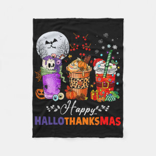 Hallothanksmas Gnomes Halloween Thanksgiving Merry Fleece Blanket