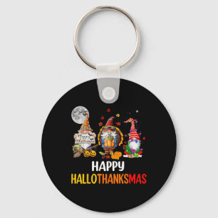 Hallothanksmas Gnomes Halloween Thanksgiving Merry Key Ring