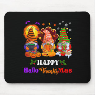 Hallothanksmas Gnomes Halloween Thanksgiving Merry Mouse Pad