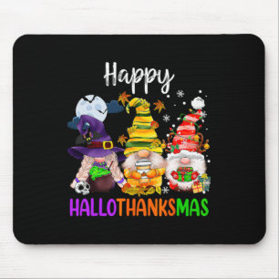 Hallothanksmas Gnomes Halloween Thanksgiving Merry Mouse Pad
