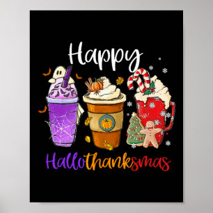 Hallothanksmas Gnomes Halloween Thanksgiving Merry Poster