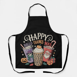 Hallothanksmas Halloween Thanksgiving Christmas Apron